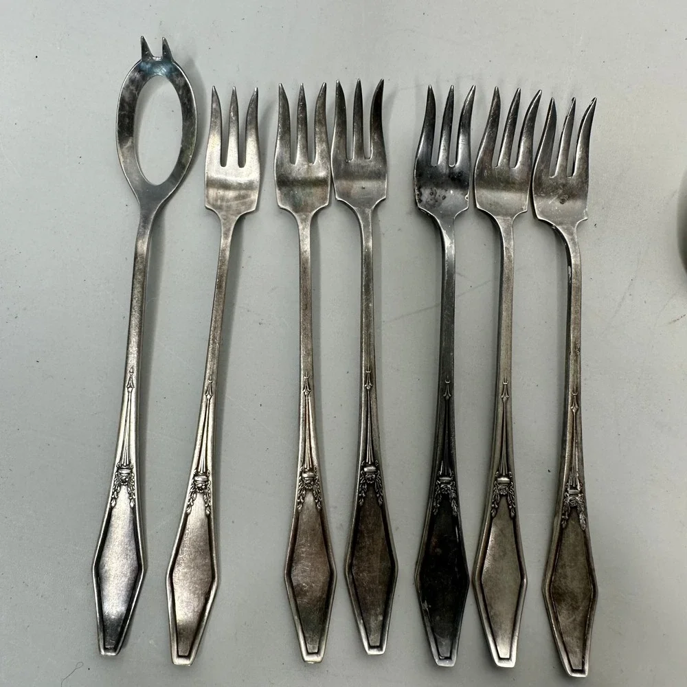 Vintage Silverplate Flatware Set Holmes & Edwards Oyster Forks Wm Rogers Spoon
